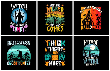 Halloween t shirt design bundle for print on demand