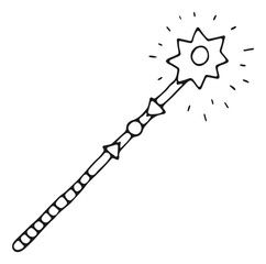 Magic wand line icon. Fairytale miracle symbol