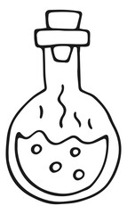 Chemical flask glass line icon. Magic potion