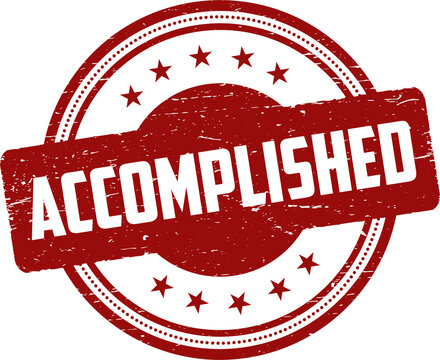 accomplished stamp. round accomplished grunge vintage stamp.