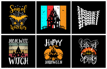 Halloween t shirt design bundle for print on demand