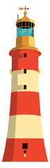 Cartoon lighthouse. Path lightning marine architecture icon