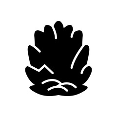 Monochrome cones of conifers. Linear and filled icons.