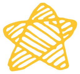 Yellow star. Hand drawn doodle sketch symbol