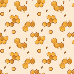 Vector background with bright honeycombs. Seamless pattern