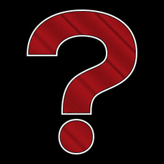 Vector large wavy lining question mark. Bold graphic interrogation point with effect of red optical lines isolated on black background.