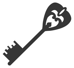 Key silhouette. Vintage victorian secret black icon