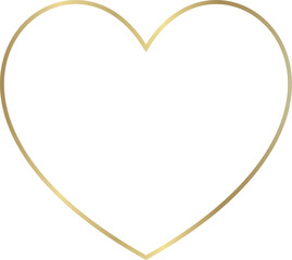 gold heart  frame isolated on transparent background, luxury golden border design for invitation, card, PNG, cut out    