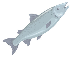 Salmon icon. Raw red fish. Cartoon seafood