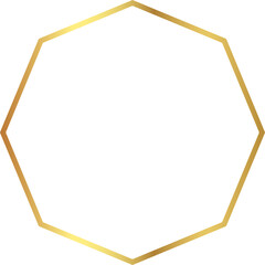 octagon golden frame isolated on transparent background, luxury gold border design for invitation, card, PNG