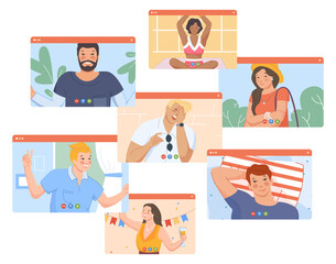 Online group video chat. Team web conference