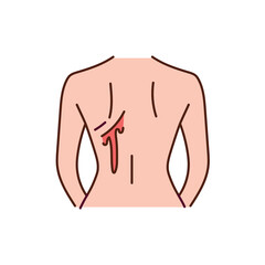 A cut on the back color line icon. Injuries concept.