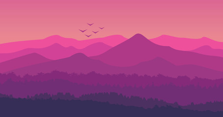 pink gradient mountain nature background