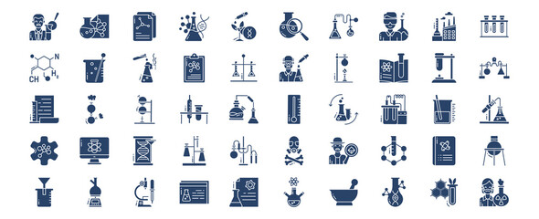 
Collection of icons related to Chemistry and experiment, including icons like chemist, biochemistry, Chemical and more. vector illustrations, Pixel Perfect set