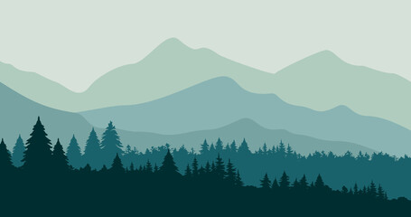 blue gradient forest mountain nature background