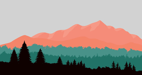 blue and pink gradient forest mountain nature background