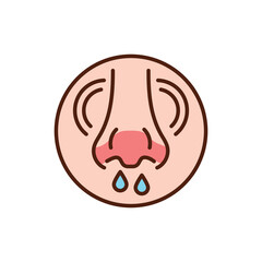 Colds nose color line icon. Pictogram for web page