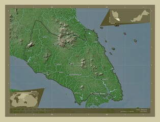 Johor, Malaysia. Wiki. Labelled points of cities - obrazy, fototapety, plakaty