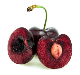 fresh red cherry berry fruit isolated on white background.