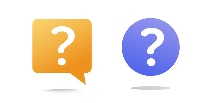 Question mark icon bubble help faq icon pictogram vector, ask doubt blue orange color symbol, support or think inquire button graphic isolated illustrated image