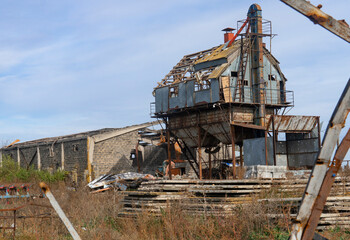 War in Ukraine. 2022 Russian invasion of Ukraine. Countryside. Destroyed after the shelling of the...