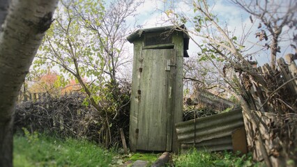Wooden toilet in the village