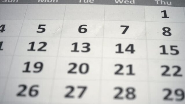 december 2022 calendar moving corner to corner closeup