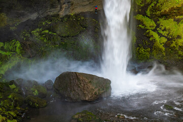 Landscape of Kvernufoss Waterfall (Iceland)