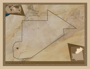 Tiris Zemmour, Mauritania. Low-res satellite. Major cities