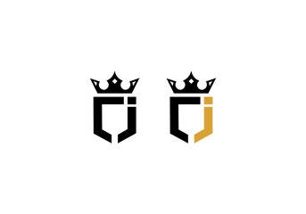 letter CJ with king crown logo vector, letter CJ business logo icon company