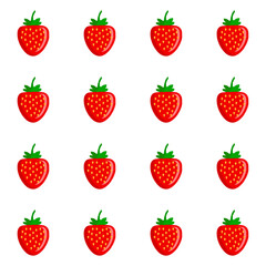 Strawberry red doodle pattern vector illustration, isolated white background