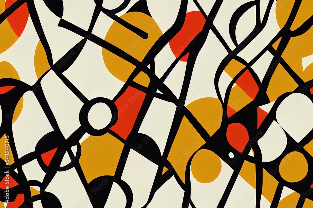 Poster seamless pattern with simple geometric minimalistic abstract shapes and figures in complementary bri