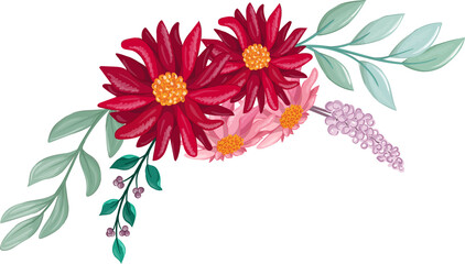 Red Watercolor Flower Arrangement