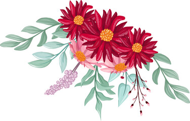 Red Watercolor Flower Arrangement