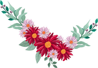 Red Watercolor Flower Arrangement