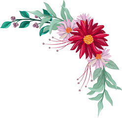 Red Watercolor Flower Arrangement