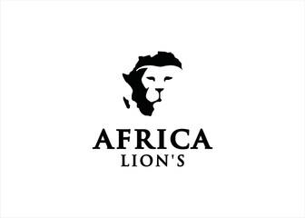 Africa map lions logo design
