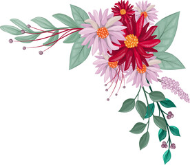 Red Watercolor Flower Arrangement