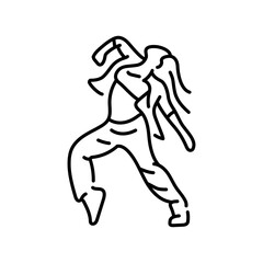 Woman dancing hip hop color line icon. Contemporary dance.