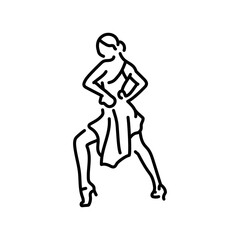 Woman dancing salsa color line icon. Latin dance.