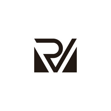 letter rvm simple geometric logo vector