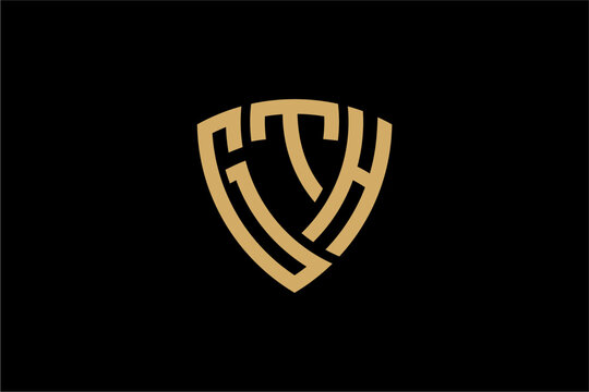 GTH creative letter shield logo design vector icon illustration