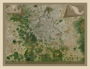 Ciudad de Mexico, Mexico. High-res satellite. Major cities