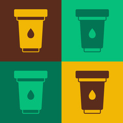 Pop art Water filter cartridge icon isolated on color background. Vector