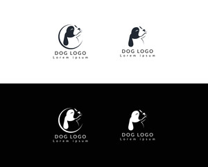 Dog head logo design template, Cute cartoon dog face, Dog head icon. Flat style Cartoon dog face Vector illustration isolated on white simple Silhouette, Animal Logotype concept. Logo design template.