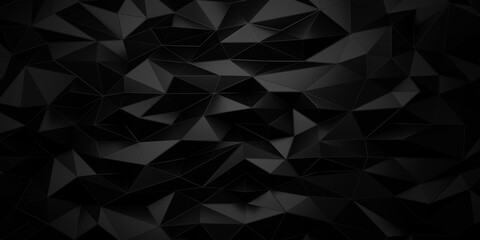 Abstract black metal wall low poly background 3d render
