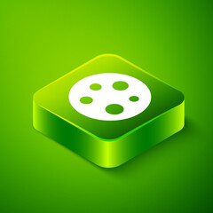 Isometric Moon icon isolated on green background. Green square button. Vector