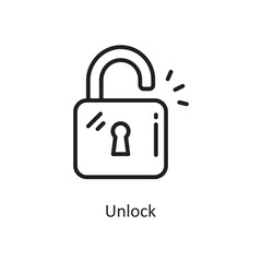 Unlock Vector Outline Icon Design illustration. Cloud Computing Symbol on White background EPS 10 File