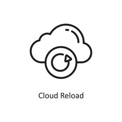Cloud Reload Vector Outline Icon Design illustration. Cloud Computing Symbol on White background EPS 10 File