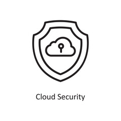Cloud Security Vector Outline Icon Design illustration. Cloud Computing Symbol on White background EPS 10 File